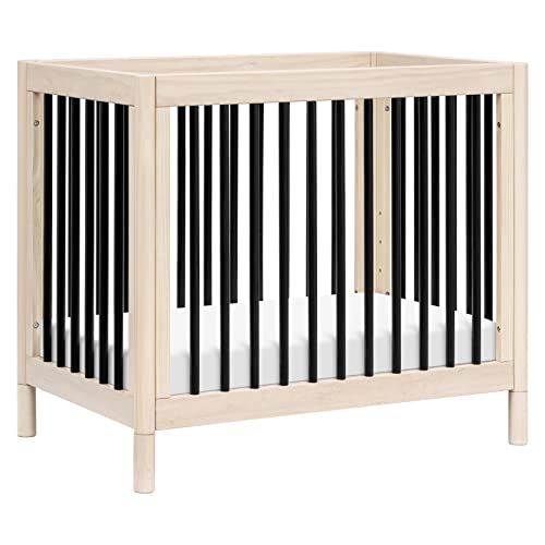 Babyletto Gelato 4-in-1 Convertible Mini Crib in Washed Natural and Black, Greenguard Gold Certified