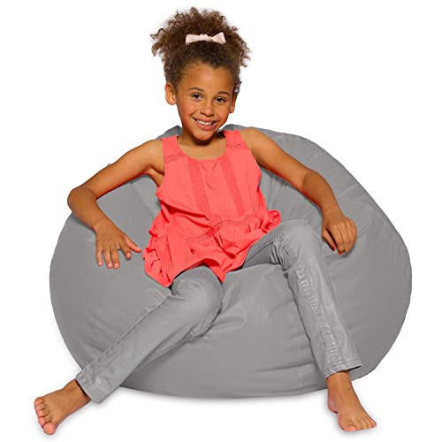 Posh Creations Bean Bag Chair for Kids, Teens, and Adults Includes Removable and Machine Washable Cover, 38in - Large, Solid Gray (BLG-BP004)