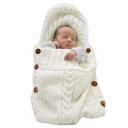 XMWEALTHY Newborn Baby Wrap Swaddle Blanket Knit Sleeping Bag Receiving Blankets Stroller Wrap for Baby(Beige) (0-6 Month)