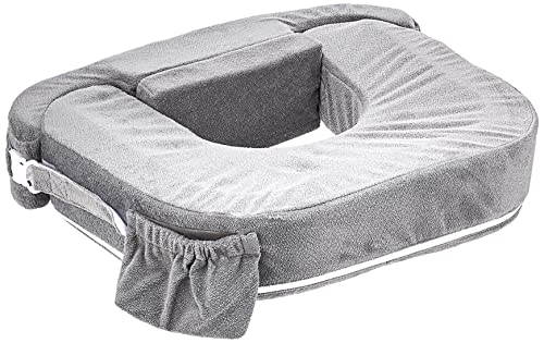 My Brest Friend Nursing Pillow for Twins | Ergonomic Breastfeeding Pillows | Supports Both Mom and Babies | Breastfeeding Essentials | Handy Side Pocket, Double Straps & Removable Cover, Dark Grey