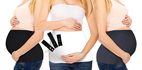 Maternity Fit, Bamboo Belly Band with Waist Extenders for All Stages of Pregnancy, 3-4 items (Small, 6-PACK, Black, White and Heather Grey Belly Bands, Three Waist Extenders)