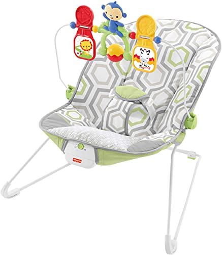 Fisher-Price Baby's Bouncer Geo Meadow, Portable Infant Soothing and Play seat with Toys and Vibrations