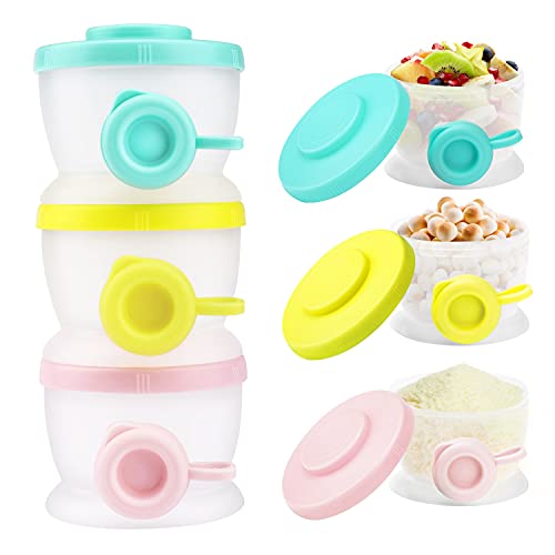 Zooawa Baby Formula Dispenser, Non-Spill Stackable Milk Powder Formula Container Christmas Formula Holder Snack Fruit Biscuits Storage for Travel, On-The-Go, BPA Free, 3 Compartments