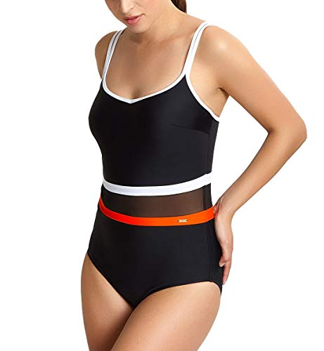 Panache Kira Balconnet Underwire One Piece Swimsuit (SW1380),32K,Black/Orange