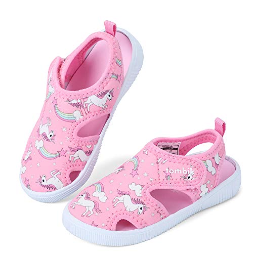 tombik Toddler Water Shoes Girls Breathable Walking Sandals for Beach, Pool, Swim Pink/Unicorn 7 US Toddler