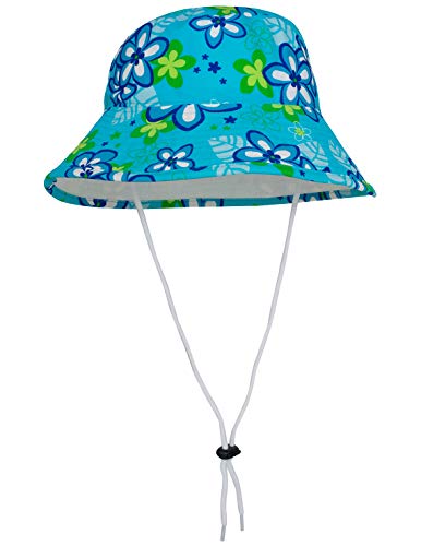 Tuga Girls Reversible Bucket Sun Hat (UPF 50+), Aquamarine, Medium