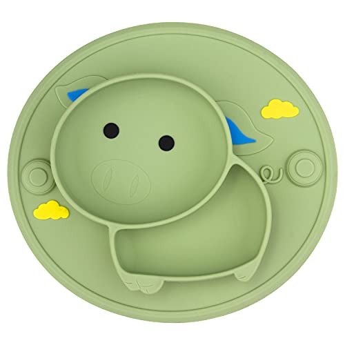 Qshare Toddler Plate, Portable Baby Plates for Toddlers and Kids, BPA-Free Strong Suction Plates for Toddlers, Dishwasher & Microwave Safe Silicone Placemat 9x6x1.4 inch