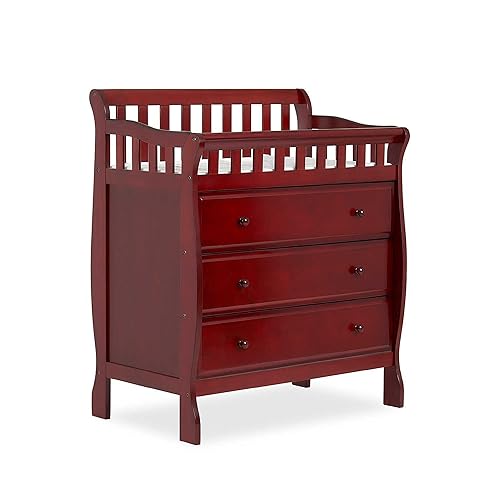 Dream On Me Marcus Changing Table And Dresser In Cherry, Features 3 Spacious Drawers, Non-Toxic Finishes, Comes With 1