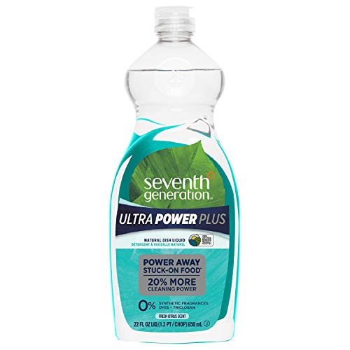 Seventh Generation Ultra Power Plus Dish Liquid Soap, Fresh Citrus Scent, 22 oz (Packaging May Vary)