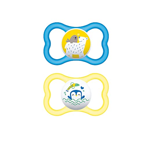 MAM Air Pacifiers (2 pack), MAM Sensitive Skin Pacifier 6+ Months, Best Pacifier for Breastfed Babies, Baby Boy Pacifiers, 6-16 (Pack of 2)