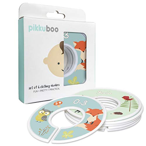 Baby Closet Size Dividers, Fox & Friends, Set of 6 Closet Organizers for 0-24 Months, Woodland Animals