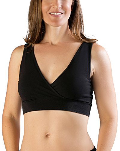 Kindred Bravely Extra Soft Organic Cotton Wireless Nursing & Maternity Sleep Bra (Black, Large)