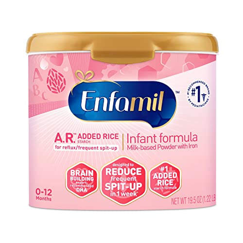 Enfamil A.R. Infant Formula, Clinically Proven to Reduce Reflux & Spit-Up in 1 Week, DHA for Brain Development, Probiotics to Support Digestive & Immune Health, Reusable Powder Tub, 19.5 Oz