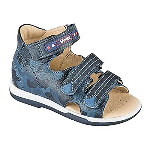 Orthopedic Kids Shoes for Boys and Girls - Twiki TW-138-13 - Genuine Leather Sandals with Arch Support, Non-Slip Amortizing Sole and Thomas Heel (Light Blue, 6)