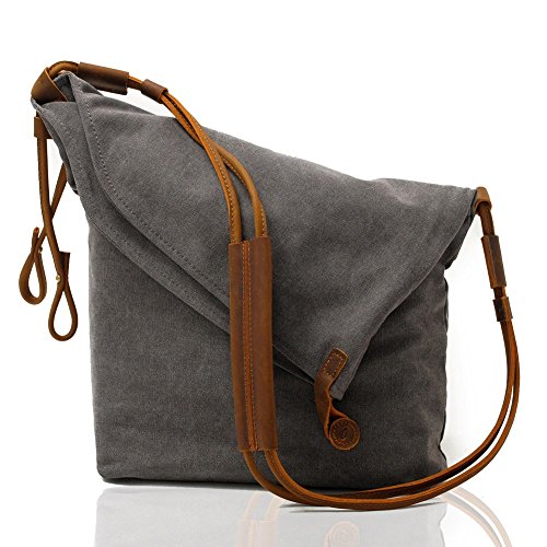 Kemy's Oversized Canvas Crossbody Satchel Bags for Women Hobo Handbags Cross Body Tote Unisex Vintage Men Leather Messenger Bag Over the Shoulder Purse Travel Large Easter Gift