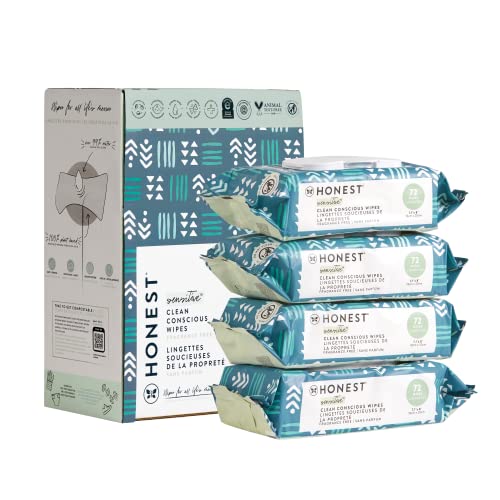 The Honest Company Clean Conscious Wipes | 99% Water, Compostable, Plant-Based, Baby Wipes | Hypoallergenic, EWG Verified | Balance Blues, 288 Count