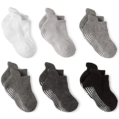 LA ACTIVE Non Slip Grip Ankle Boys and Girls Socks with Non Skid for Babies Toddlers and Kids Back to School
