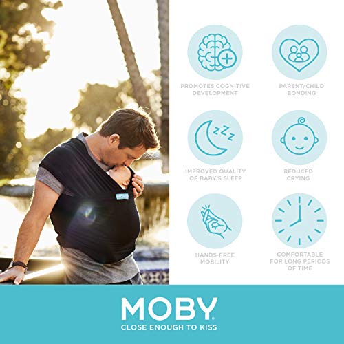 Moby Wrap Baby Carrier | Classic | Baby Wrap Carrier for Newborns & Infants | #1 Baby Wrap | Go to Baby Gift | Keeps Baby Safe & Secure | Adjustable for All Body Types | Perfect for Mom & Dad | Black