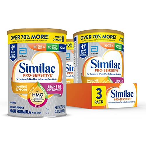 Similac Pro-Sensitive Non-GMO Infant Formula with Iron, with 2'-FL HMO, For Immune Support, Baby Formula, Powder, 34.9 oz, 3 Count (One Month Supply)