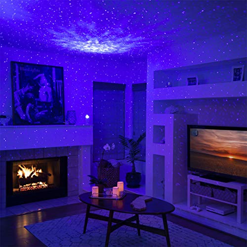 BlissLights Sky Lite - Laser Projector w/LED Nebula Cloud for Game Rooms, Home Theatre, or Night Light Ambiance (Blue/Blue)