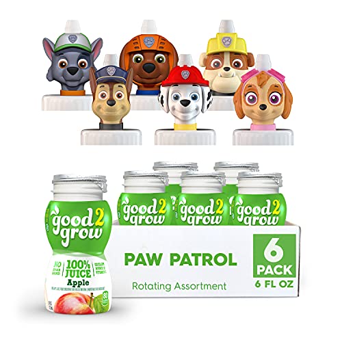 good2grow Paw Patrol Collector 100% Juice, 6-pack of 6-Ounce Spill Proof Character Top Bottles, Non-GMO with No Sugar Added and Excellent Source of Vitamin C Character Tops May Vary, Apple, 36 Fl Oz