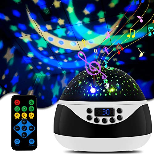 Star Night Light Projector for Kids, CrazyFire Projector Night Lamp with Timer & Music, 360 Degree Rotating Galaxy Night Light Projector for Girls, Birthday Gift/ Room Decor