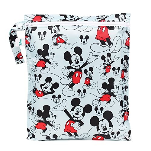 Bumkins Waterproof Wet Bag, Disney Washable, Reusable for Travel, Beach, Pool, Stroller, Diapers, Dirty Gym Clothes, Swimsuits, Toiletries, 12x14 – Mickey Mouse