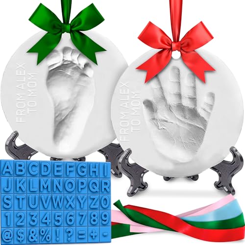 Luna Bean Baby Handprint & Baby Footprint Kit - Fun & Easy DIY Ornament Baby Keepsake Kit for Baby Boys & Girls, Newborn Gift, Baby's First Christmas, New Mom Gifts, Baby Shower Registry, Holiday