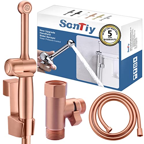 SonTiy Bidet Toilet Sprayer Kit Rose Gold Cloth Diaper Toilet Sprayer Hand Held Bidet Attachment with Water Pressure Control Jet Spray for Feminine Hygiene, Brass Bidet Sprayer Head