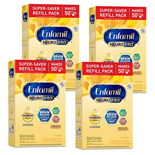 Enfamil NeuroPro Baby Formula, Infant Nutrition, Triple Prebiotic Immune Blend, 2'FL HMO, & Expert-Recommended Omega-3 DHA, Perfect Choice for Baby Milk, Non-GMO, Refill Box, 31.4 Oz, 4 Count