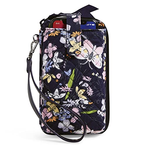 Vera Bradley Women's Cotton Smartphone Wristlet With RFID Protection, Bloom Boom Navy - Recycled Cotton, One Size