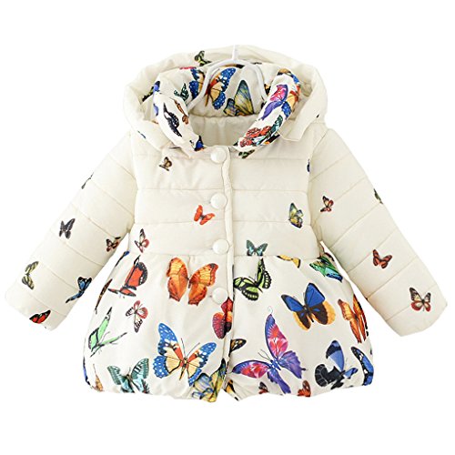 MINKIDFASHION Baby Girls Winter Autumn Warm Butterfly Jacket Coat (6M, Beige)