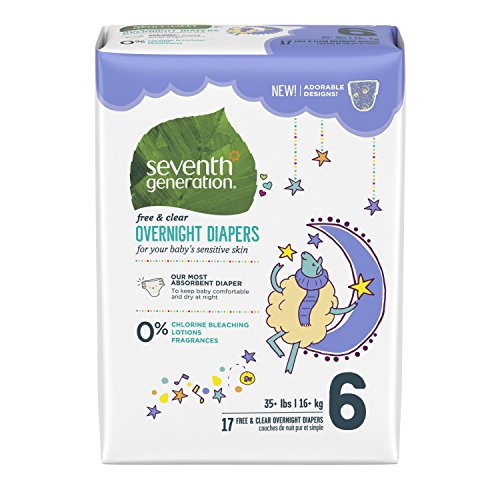 Seventh Generation Baby Free & Clear Overnight Diapers, Size 6 (68 Count)