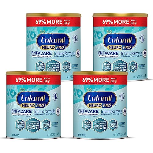 Enfamil NeuroPro EnfaCare High Cal Premature Baby Formula with Iron, Brain-building DHA, Vitamins & Minerals for Immune Health, 23 Oz, Pack of 4