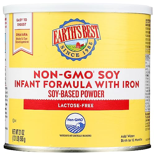 Earth's Best Non-GMO Soy Plant Based Infant Powder Formula with Iron, Omega-3 DHA & 6 ARA, 21 oz.