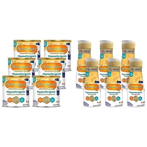 Enfamil Nutramigen Infant Formula, 12.6 Oz (Pack of 6) & Nutramigen Infant Formula, Hypoallergenic and Lactose Free Formula, Fast Relief from Severe Crying and Colic, 32 Fl Oz, Pack of 6