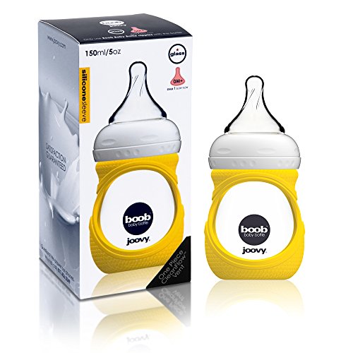 Joovy Boob Glass Bottle and Sleeve, Yellow, 5 Ounce