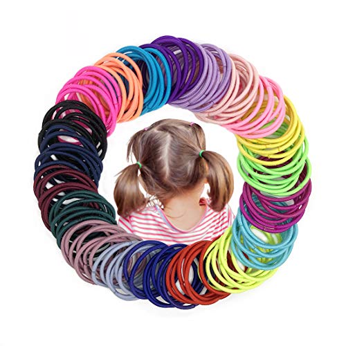 Joyeah Baby Hair Ties for Girls 200 Pieces Multicolor Small Hair Elastics No Crease Ponytail Holder for Baby Girls Infants Toddlers (Diameter 2.5 cm)