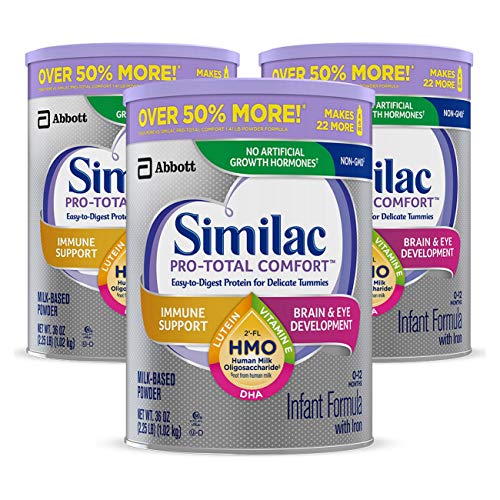 Similac Pro-Total Comfort Infant Formula OPTI-GRO, Non-GMO, Easy-to-Digest, Gentle Formula, with 2’-FL HMO, for Immune Support, Baby Formula, Powder, 36 Ounce, Pack of 3