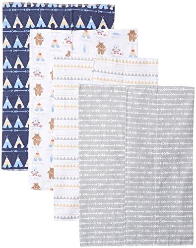 Luvable Friends Unisex Baby Cotton Flannel Burp Cloths, Tribe, One Size