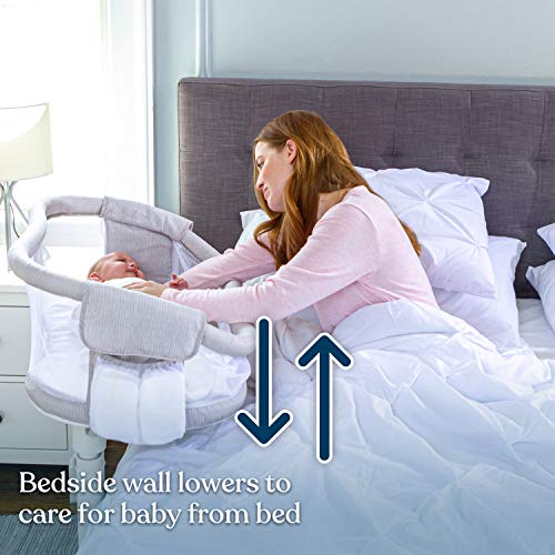 HALO BassiNest Swivel Sleeper, Bedside Bassinet, Soothing Center with Nightlight, Vibration and Sound, Premiere Series, Herringbone