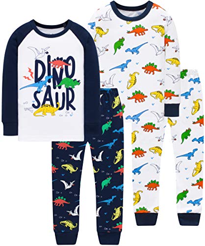 shelry Boys Christmas Pajamas Toddler Kids Dinosaurs Clothes Baby Cotton 4 Pieces Pyjamas Set 2t