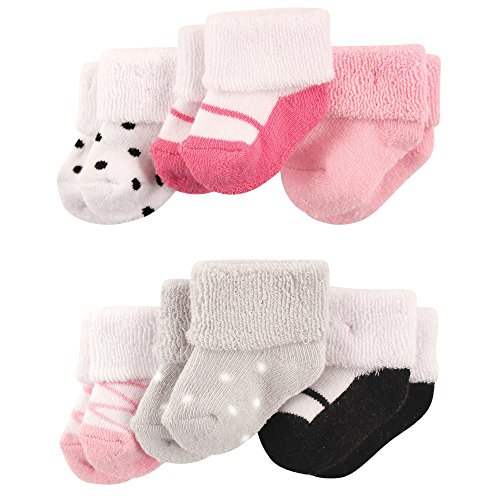 Image of the Luvable Friends Baby Newborn Terry Socks, 6 Pack, Ballet Shoes, 0-3 Months
