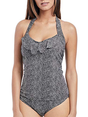 Freya Women's Standard Run Wild Underwire Tankini with Retro Frill, Black, 38E