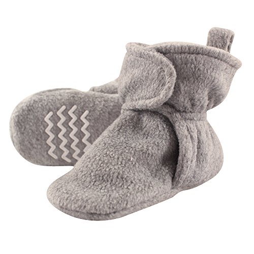 Hudson Baby Unisex Cozy Fleece Booties, Heather Gray, 0-6 Months