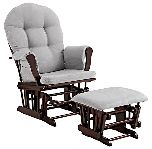 Angel Line 61311-49 Windsor Glider and Ottoman, Espresso with Cushion, Gray, Espresso with Gray