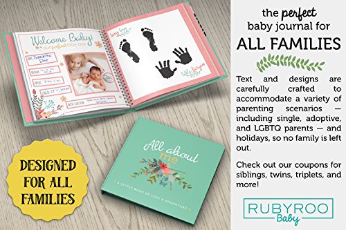 Image of RubyRoo Baby First Year Baby Memory Book & Baby Journal. Baby Shower Gift & Keepsake for New Parents to Record Photos & Milestones. Five Year Scrapbook & Picture Album for Boy & Girl Babies. (Floral)