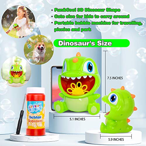Desuccus Bubble Machine, Dinosaur Automatic Bubble Maker 1000+ Per Minute, Bubble Blower for Kids Toddlers Boys and Girls, Easy to Use for Outdoor Parties Wedding Birthday Baby Bath Toys