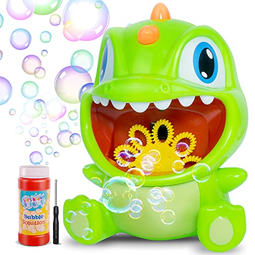 Desuccus Bubble Machine, Dinosaur Automatic Bubble Maker 1000+ Per Minute, Bubble Blower for Kids Toddlers Boys and Girls, Easy to Use for Outdoor Parties Wedding Birthday Baby Bath Toys