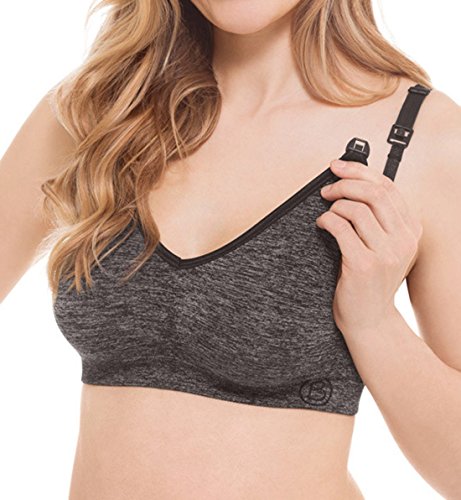 BRAVADO! DESIGNS Body Silk Seamless Yoga Nursing Bra for Breastfeeding, Wireless Maternity Bra, Charcoal Heather, X-Large